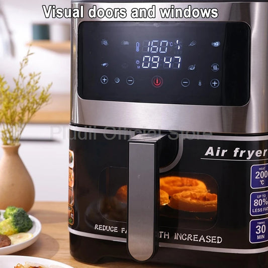 Air Fryer 6L 1400W - Freidora de Aire Inteligente con Ventana Transparente y Circulación 360°