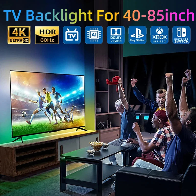 TV Ambient Backlight 40-85" | Sync Box LED Light Strip 4K HDMI 2.0 | Iluminación Ambiental
