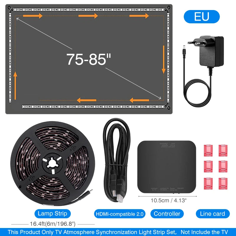 TV Ambient Backlight 40-85" | Sync Box LED Light Strip 4K HDMI 2.0 | Iluminación Ambiental